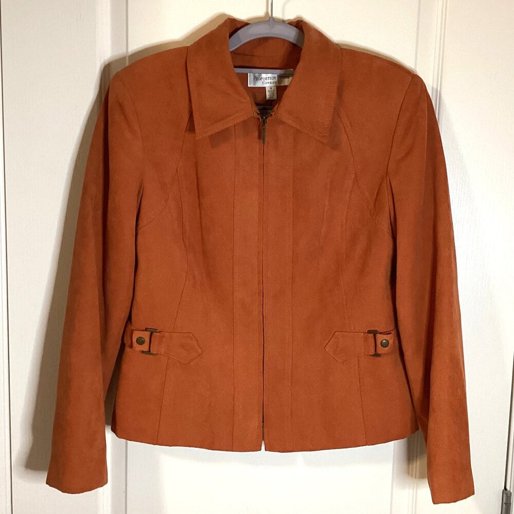 Vintage Conrad C Women's Faux Suede Classic Blazer Jacket Burnt Orange Size 6